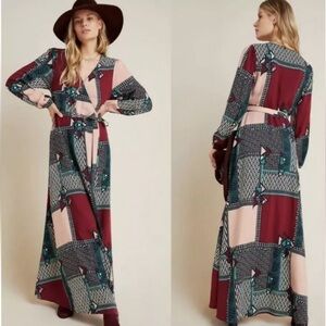 Anthropologie Multicolor Patchwork Maxi Dress